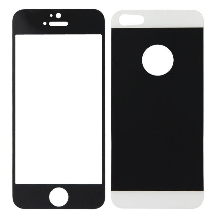 LOPURS 0.3mm Silk-screen Explosion-proof Front and Back Screen Protector Tempered Glass Film for iPhone 5 & 5S(Black)