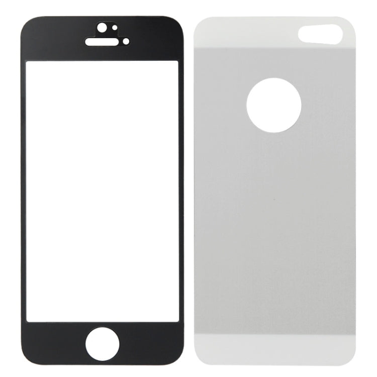 LOPURS 0.3mm Silk-screen Explosion-proof Front and Back Screen Protector Tempered Glass Film for iPhone 5 & 5S(Black)