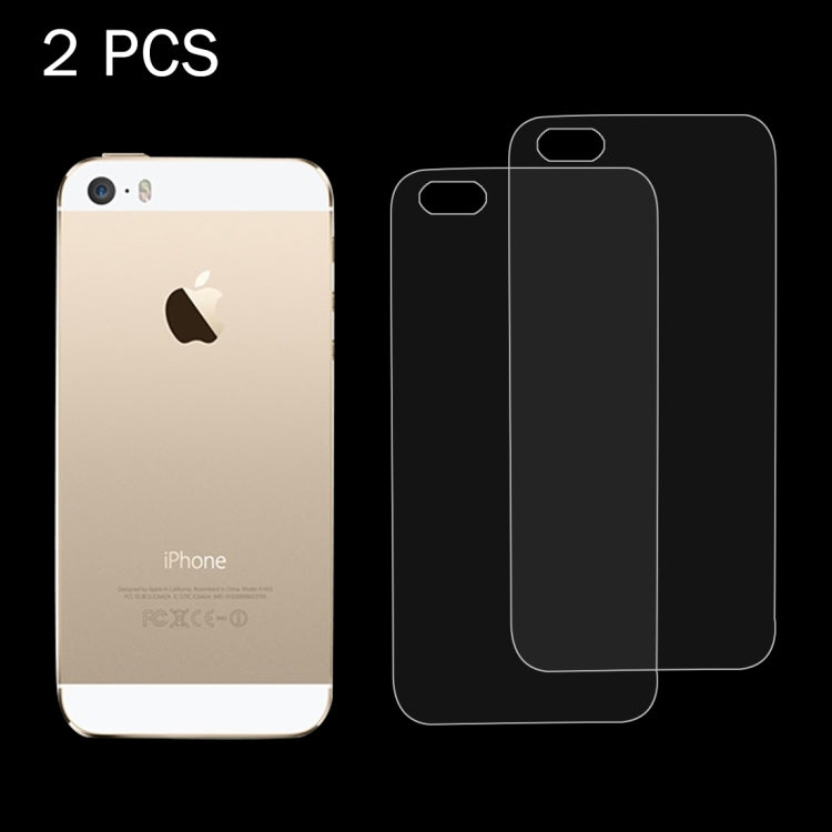 2 PCS for iPhone SE & 5 & 5S 0.26mm 9H Surface Hardness 2.5D Explosion-proof Back Tempered Glass Film