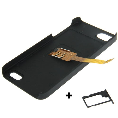 3 in 1 (Kiwibird Q-SIM Dual SIM Card Multi-SIM Card + Plastic Case + Tray Holder) for iPhone 5S(Black)