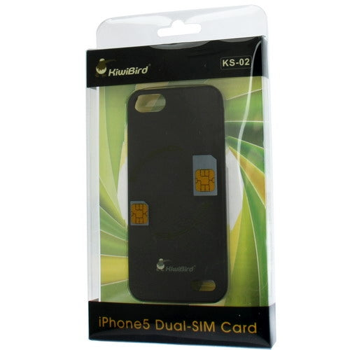 3 in 1 (Kiwibird Q-SIM Dual SIM Card Multi-SIM Card + Plastic Case + Tray Holder) for iPhone 5S(Black)