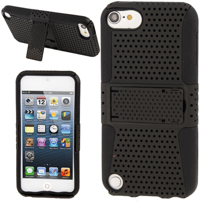Hollow Plastic + Silicone Combination Protective Case with Holder for iPod touch 5