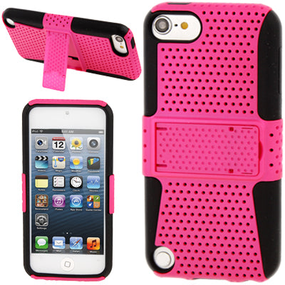 Hollow Plastic + Silicone Combination Protective Case with Holder for iPod touch 5