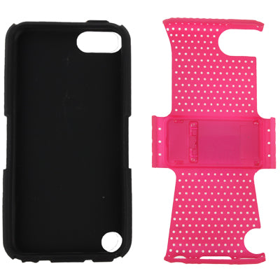 Hollow Plastic + Silicone Combination Protective Case with Holder for iPod touch 5