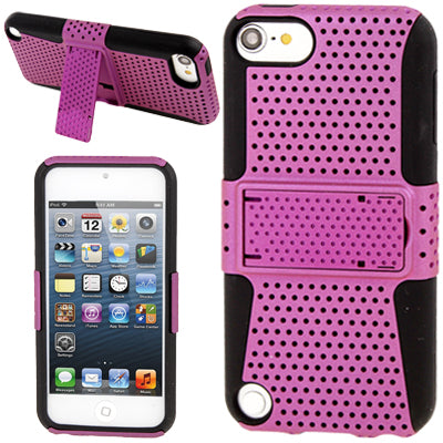 Hollow Plastic + Silicone Combination Protective Case with Holder for iPod touch 5