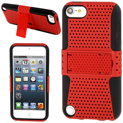 Hollow Plastic + Silicone Combination Protective Case with Holder for iPod touch 5