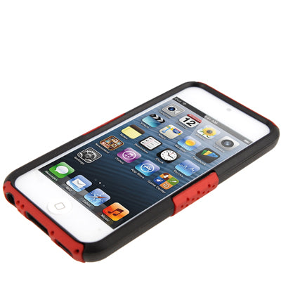 Hollow Plastic + Silicone Combination Protective Case with Holder for iPod touch 5