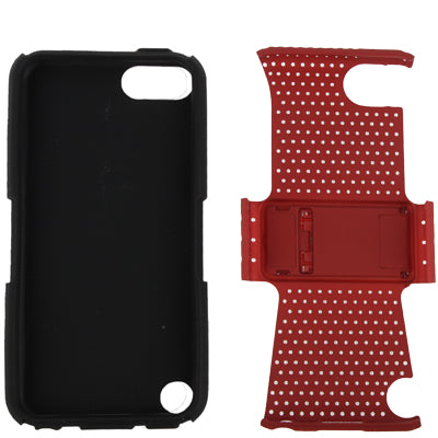 Hollow Plastic + Silicone Combination Protective Case with Holder for iPod touch 5
