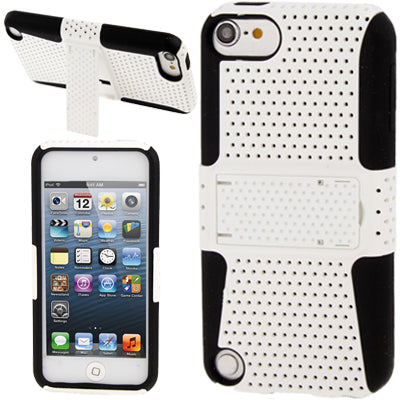 Hollow Plastic + Silicone Combination Protective Case with Holder for iPod touch 5