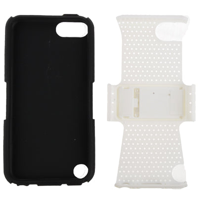 Hollow Plastic + Silicone Combination Protective Case with Holder for iPod touch 5