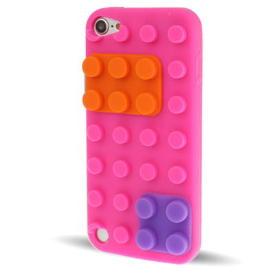 Building Block Design Silicone Back case cover for iPod touch 5(Magenta)