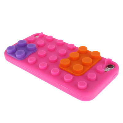 Building Block Design Silicone Back case cover for iPod touch 5(Magenta)