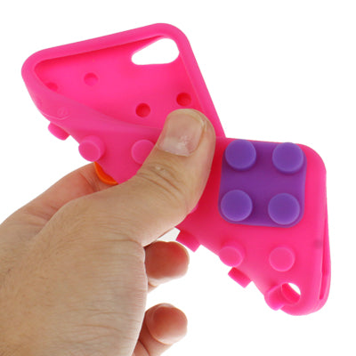 Building Block Design Silicone Back case cover for iPod touch 5(Magenta)