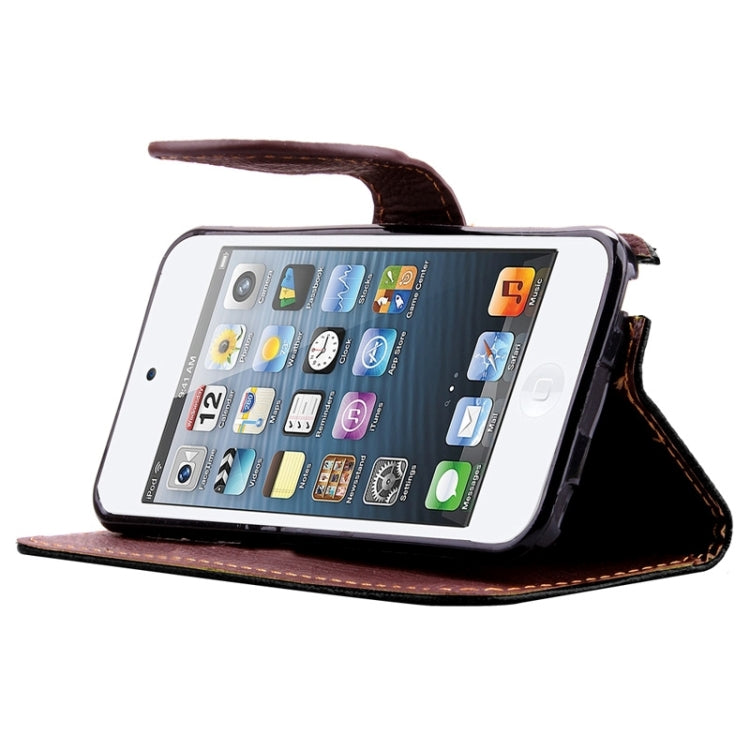 Leaf Magnetic Snap Litchi Texture Horizontal Flip Leather Case with Card Slots & Wallet & Holder & Lanyard for iPod touch 5 / 6