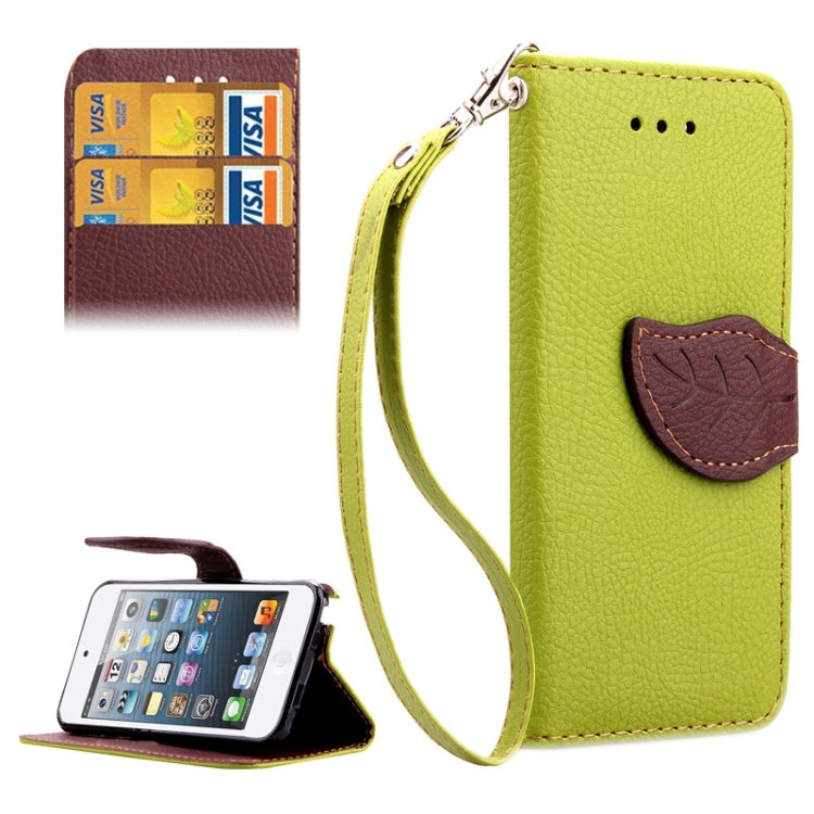 Leaf Magnetic Snap Litchi Texture Horizontal Flip Leather Case with Card Slots & Wallet & Holder & Lanyard for iPod touch 5 / 6