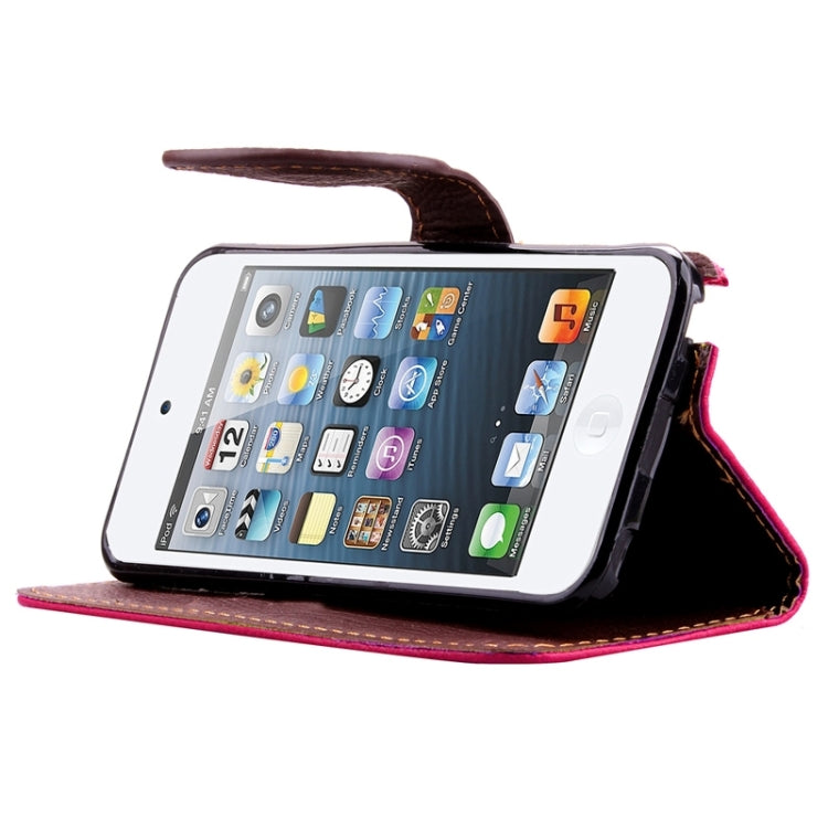 Leaf Magnetic Snap Litchi Texture Horizontal Flip Leather Case with Card Slots & Wallet & Holder & Lanyard for iPod touch 5 / 6