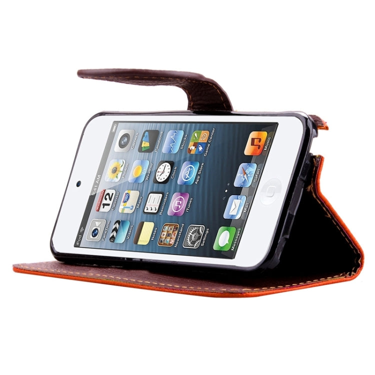 Leaf Magnetic Snap Litchi Texture Horizontal Flip Leather Case with Card Slots & Wallet & Holder & Lanyard for iPod touch 5 / 6