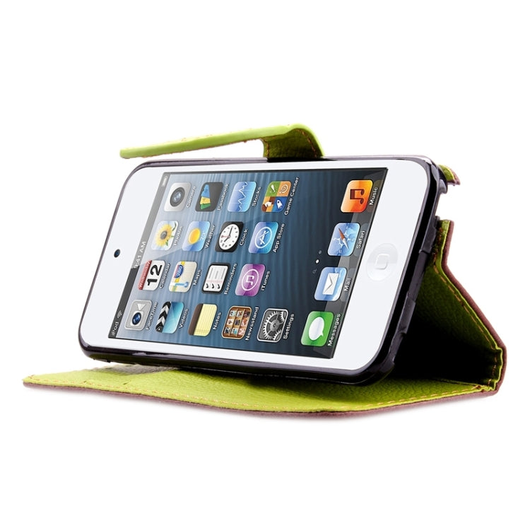 Leaf Magnetic Snap Litchi Texture Horizontal Flip Leather Case with Card Slots & Wallet & Holder & Lanyard for iPod touch 5 / 6