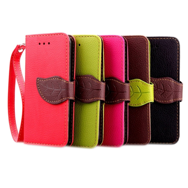 Leaf Magnetic Snap Litchi Texture Horizontal Flip Leather Case with Card Slots & Wallet & Holder & Lanyard for iPod touch 5 / 6