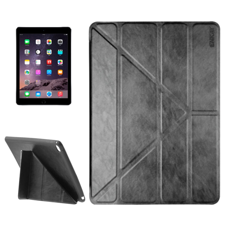 Multi-folding Sheepskin Leather Case with Holder for iPad Air 2
