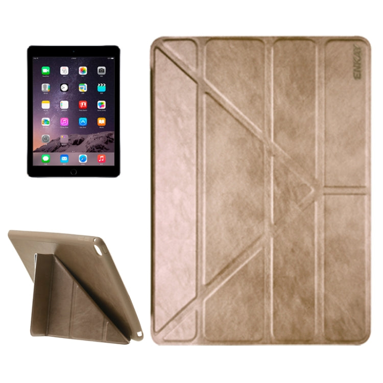 Multi-folding Sheepskin Leather Case with Holder for iPad Air 2