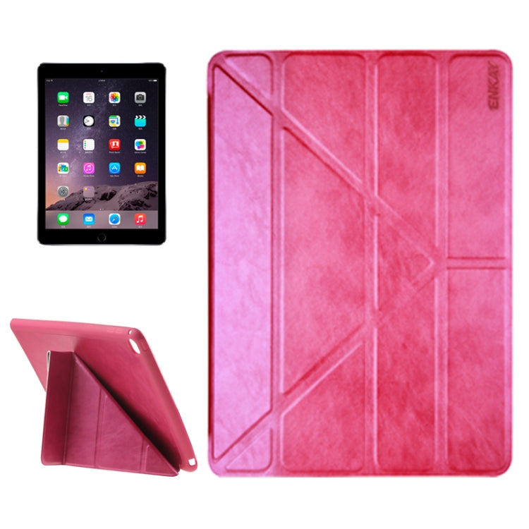 Multi-folding Sheepskin Leather Case with Holder for iPad Air 2
