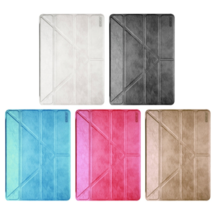 Multi-folding Sheepskin Leather Case with Holder for iPad Air 2