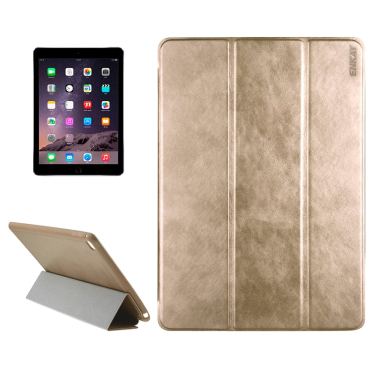 3-folding Sheepskin Horizontal Flip Leather Case with Holder for iPad Air 2
