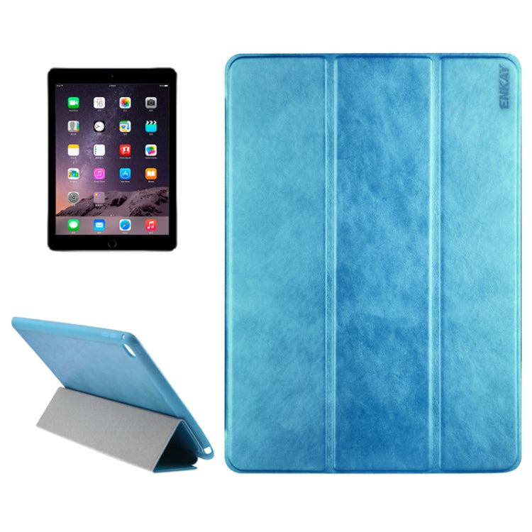 3-folding Sheepskin Horizontal Flip Leather Case with Holder for iPad Air 2