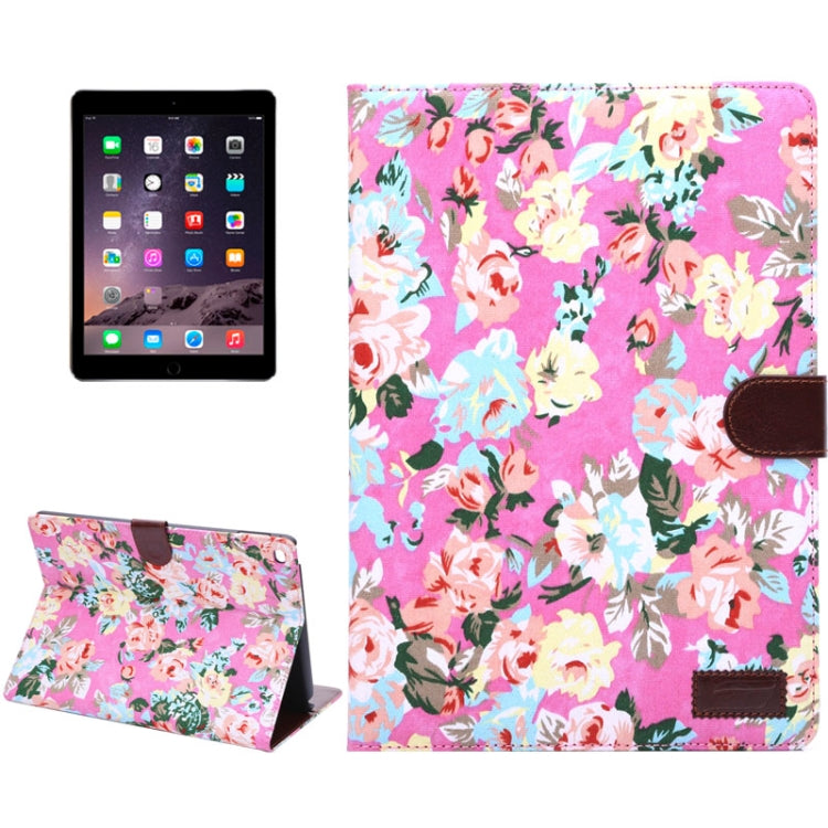 Flower Pattern Leather Case with Holder &Card Slots & Sleep Function for iPad Air 2