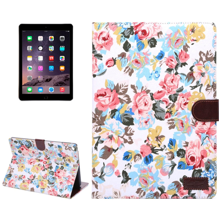 Flower Pattern Leather Case with Holder &Card Slots & Sleep Function for iPad Air 2