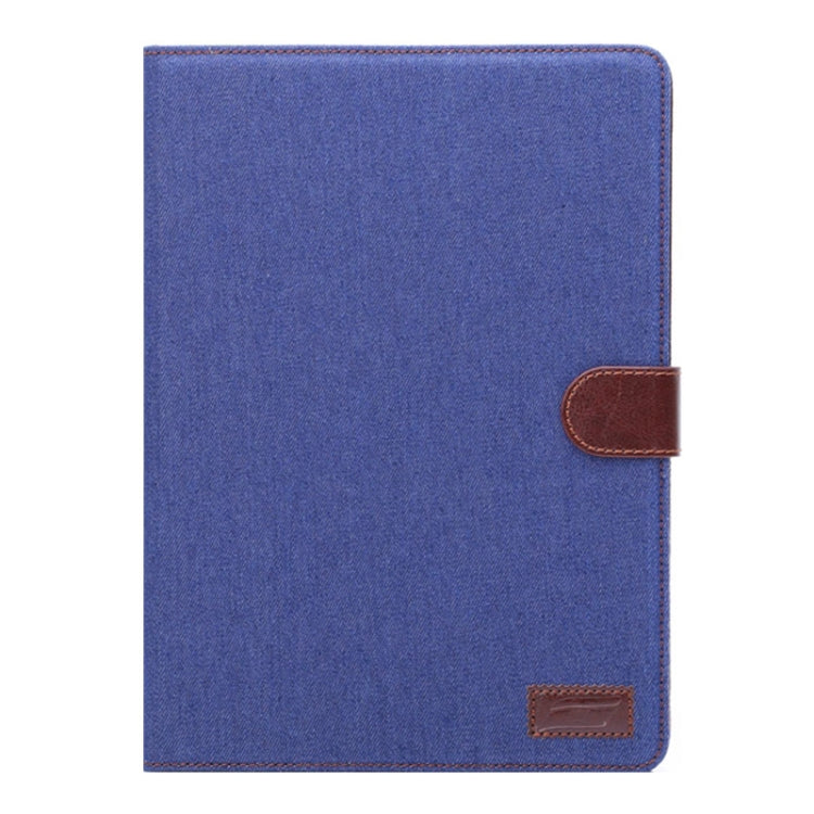 Denim Style Leather Case with Holder & Card Slots & Sleep Function for iPad Air 2(Dark Blue)
