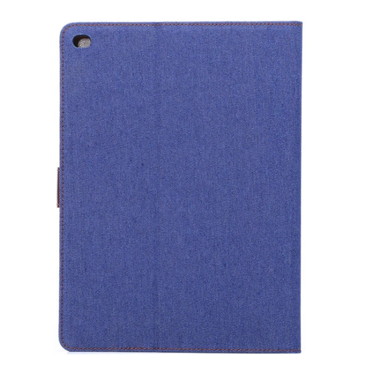 Denim Style Leather Case with Holder & Card Slots & Sleep Function for iPad Air 2(Dark Blue)
