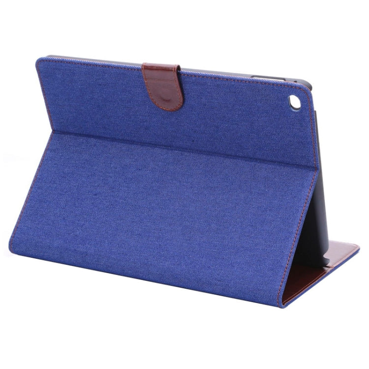 Denim Style Leather Case with Holder & Card Slots & Sleep Function for iPad Air 2(Dark Blue)