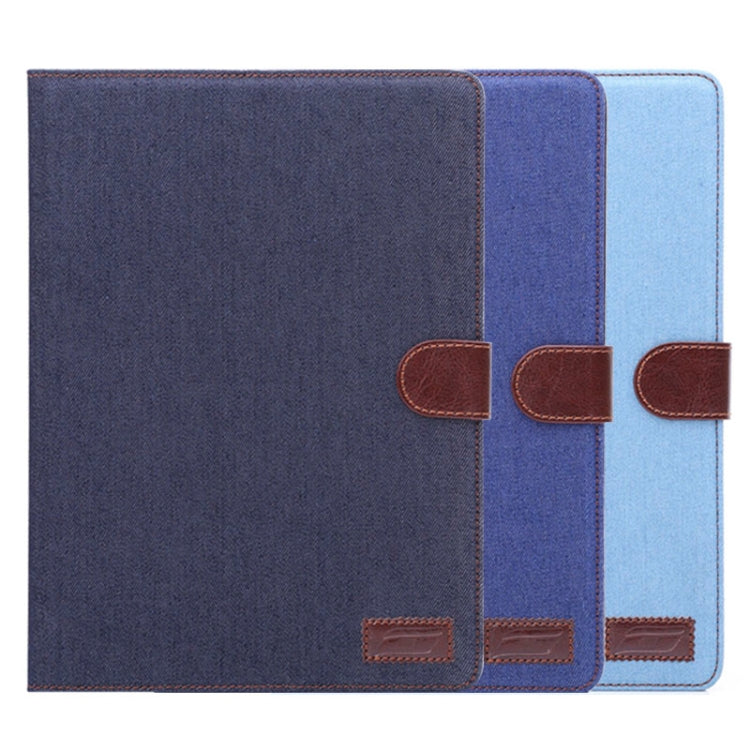 Denim Style Leather Case with Holder & Card Slots & Sleep Function for iPad Air 2(Dark Blue)