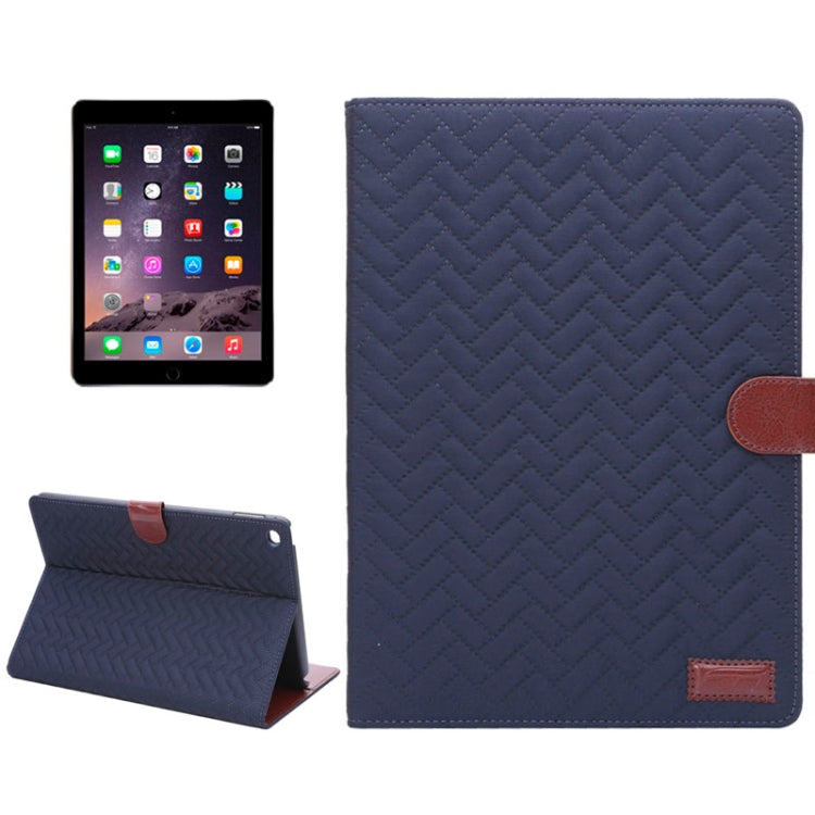 Plaid Texture Leather Case with Holder & Card Slots & Sleep Function for iPad Air 2