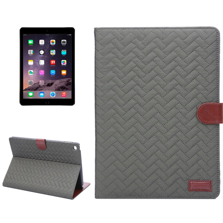 Plaid Texture Leather Case with Holder & Card Slots & Sleep Function for iPad Air 2