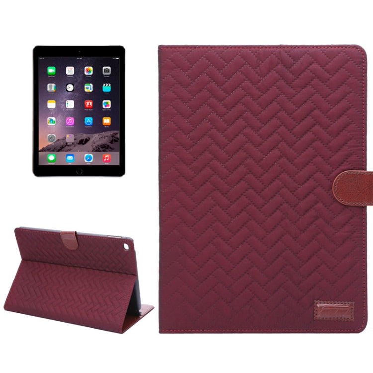 Plaid Texture Leather Case with Holder & Card Slots & Sleep Function for iPad Air 2