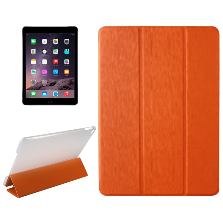 3-folding Toothpick Texture PU Leather Case with Holder for iPad Air 2