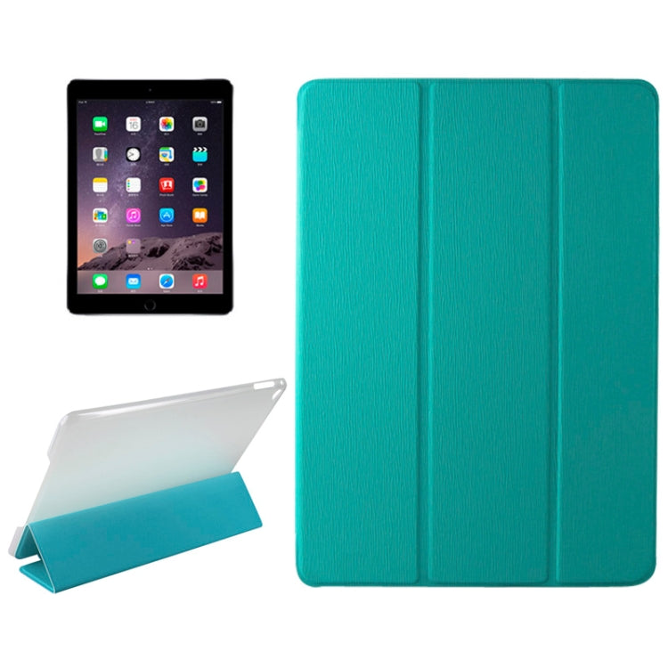 3-folding Toothpick Texture PU Leather Case with Holder for iPad Air 2