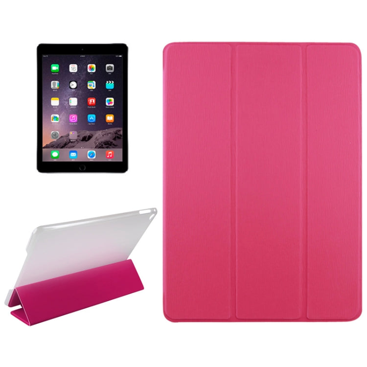 3-folding Toothpick Texture PU Leather Case with Holder for iPad Air 2