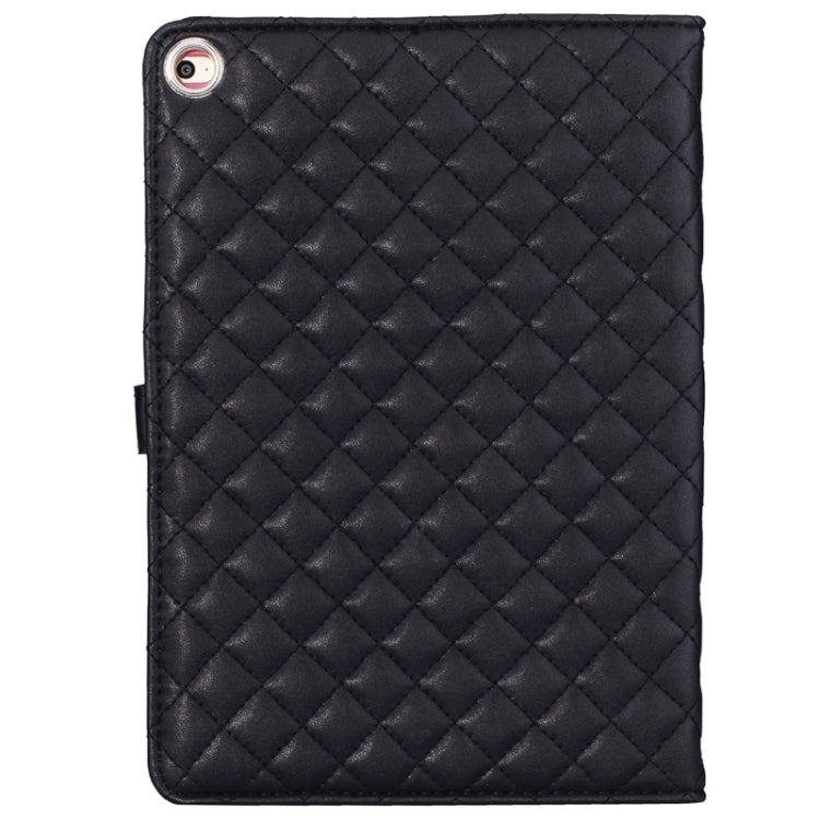 Plaid Texture Diamond Encrusted Buckle Leather Case with Holder for iPad Air 2