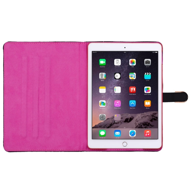 Plaid Texture Diamond Encrusted Buckle Leather Case with Holder for iPad Air 2