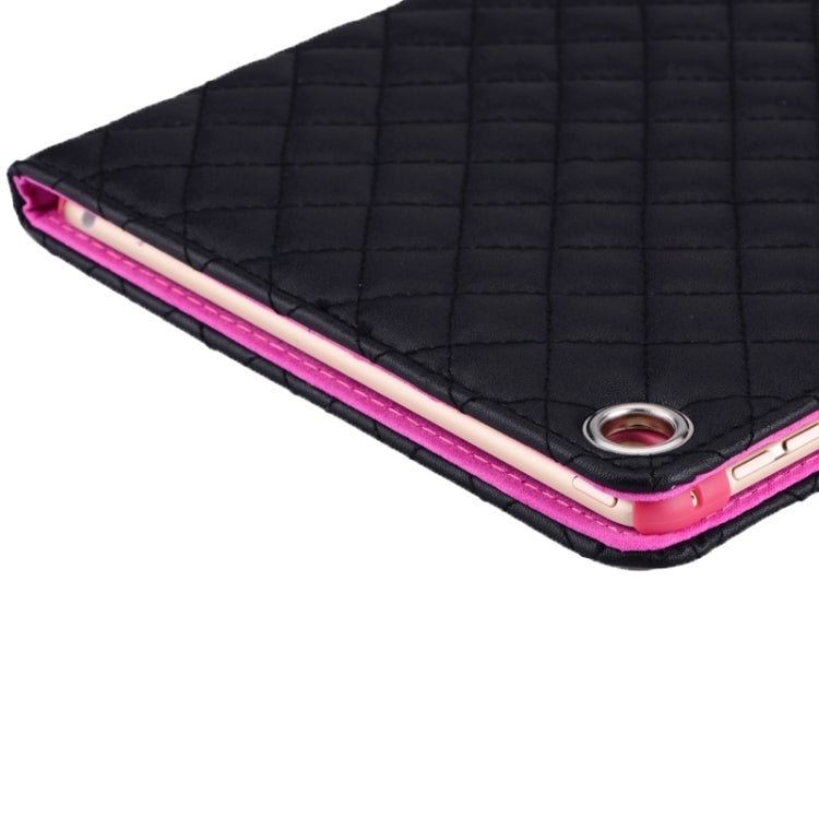 Plaid Texture Diamond Encrusted Buckle Leather Case with Holder for iPad Air 2