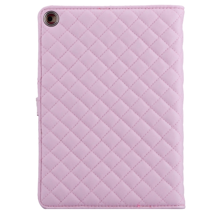 Plaid Texture Diamond Encrusted Buckle Leather Case with Holder for iPad Air 2