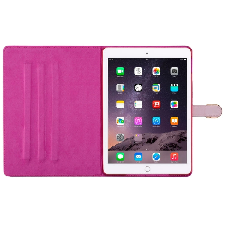 Plaid Texture Diamond Encrusted Buckle Leather Case with Holder for iPad Air 2