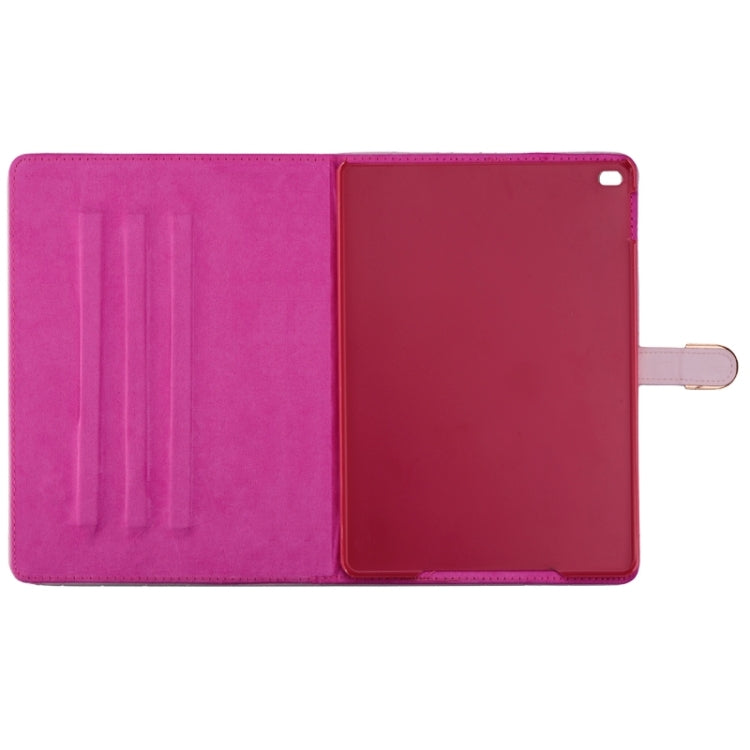 Plaid Texture Diamond Encrusted Buckle Leather Case with Holder for iPad Air 2