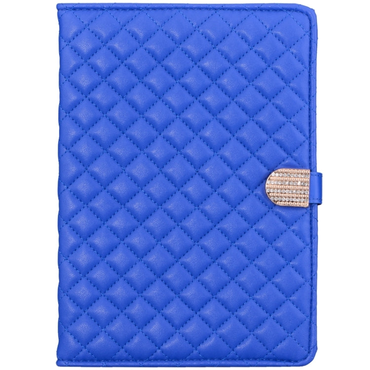 Plaid Texture Diamond Encrusted Buckle Leather Case with Holder for iPad Air 2