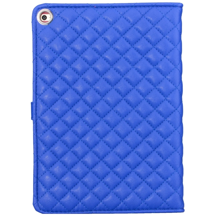 Plaid Texture Diamond Encrusted Buckle Leather Case with Holder for iPad Air 2