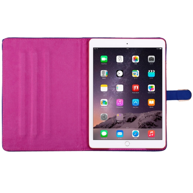 Plaid Texture Diamond Encrusted Buckle Leather Case with Holder for iPad Air 2